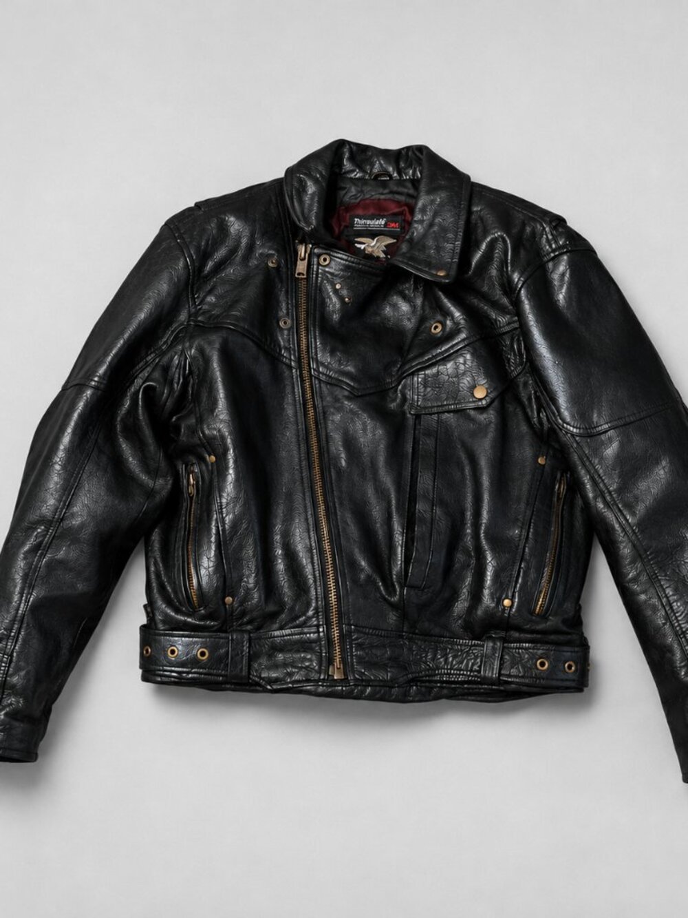 Vintage 90s Harley Davidson Jamin Leather Biker Jacket Eagle Back 42